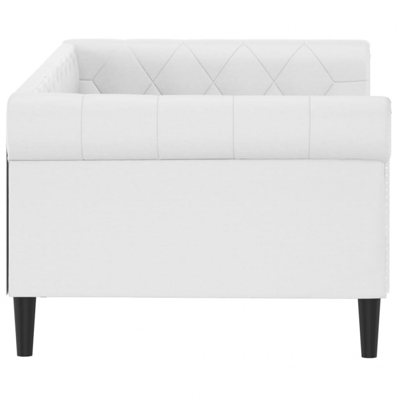 Sofa z funkcją spania, biała, 80x200 cm, obita sztuczną skórą