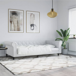 Sofa z funkcją spania, biała, 90x200 cm, obita sztuczną skórą