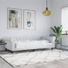Sofa z funkcją spania, biała, 90x200 cm, obita sztuczną skórą