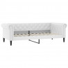 Sofa z funkcją spania, biała, 90x200 cm, obita sztuczną skórą