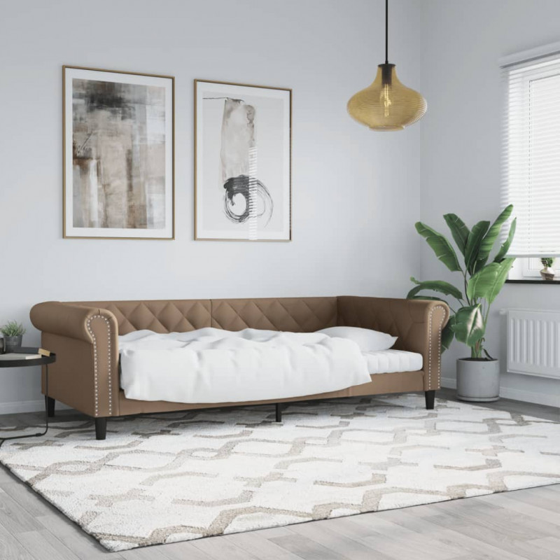 Sofa z funkcją spania, cappuccino, 90x200 cm, sztuczna skóra
