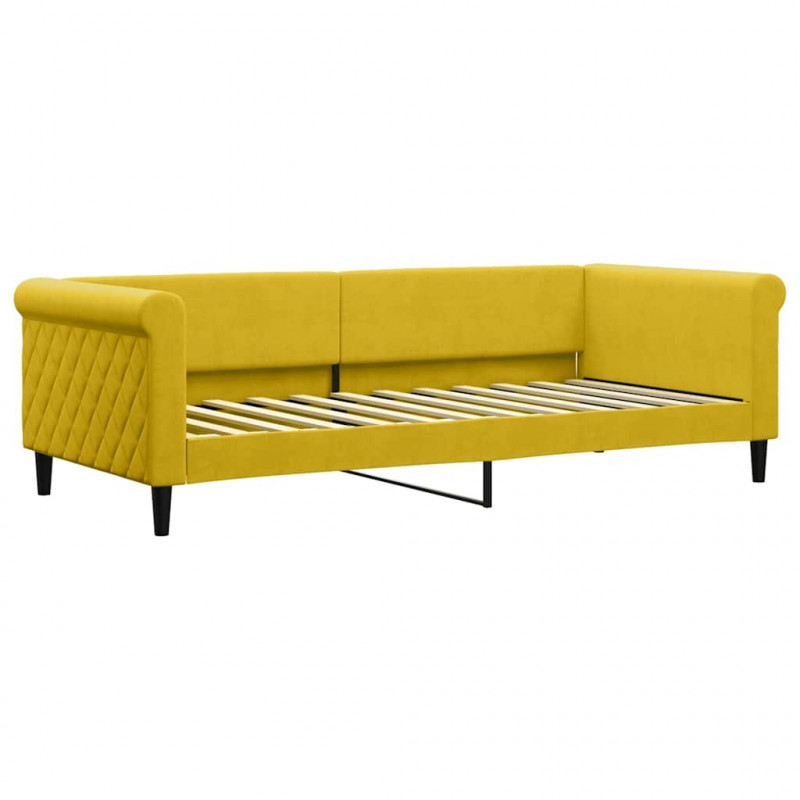 Łóżko dzienne, żółte, 90x200 cm, obite aksamitem