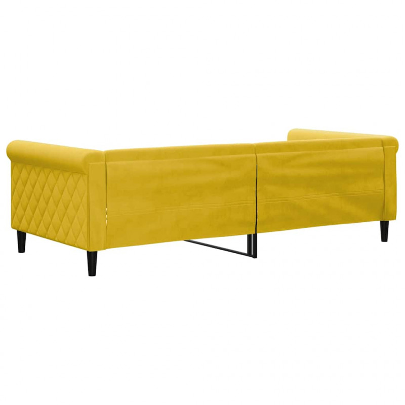 Łóżko dzienne, żółte, 90x200 cm, obite aksamitem