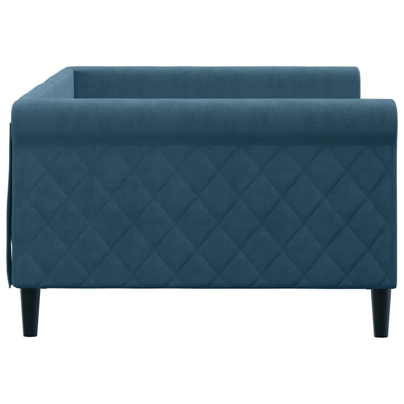 Sofa z funkcją spania, niebieska, 100x200 cm, obita aksamitem