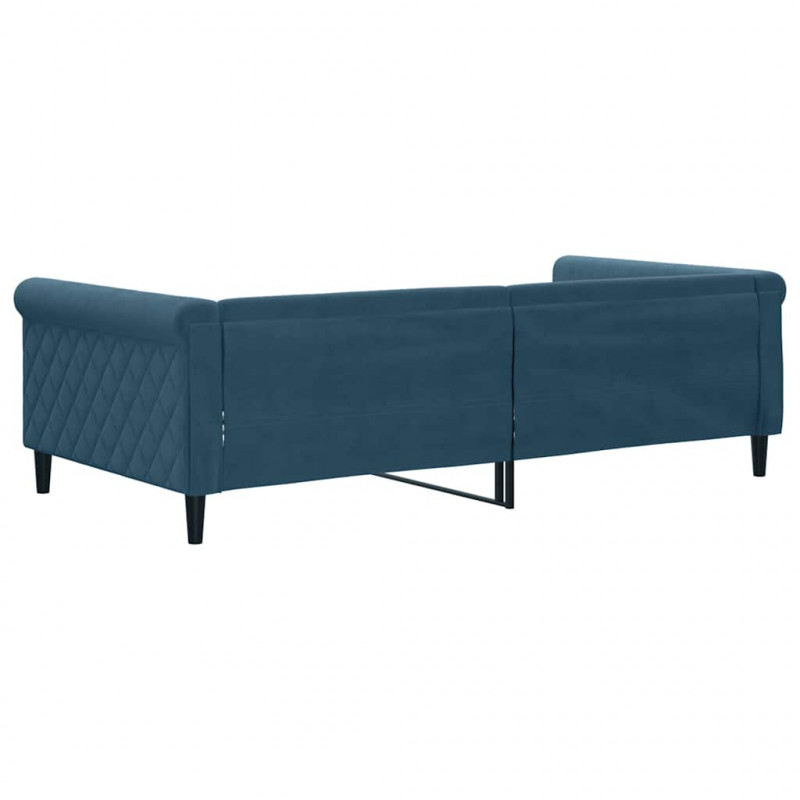 Sofa z funkcją spania, niebieska, 100x200 cm, obita aksamitem