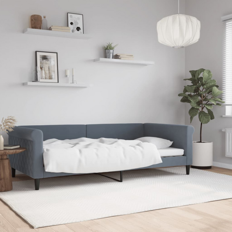 Sofa z funkcją spania, ciemnoszara, 100x200 cm, aksamit
