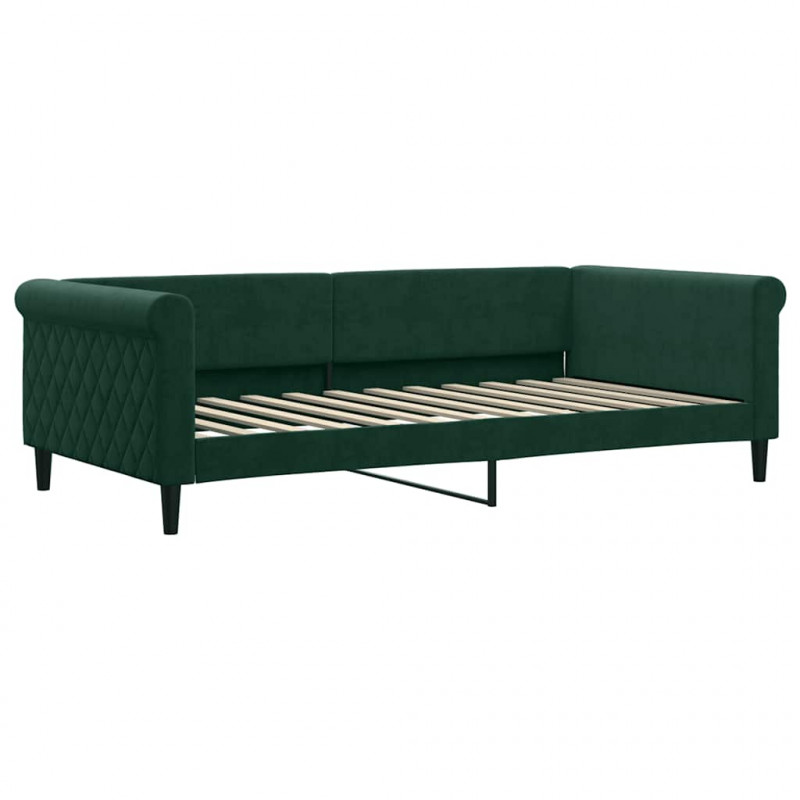 Sofa z funkcją spania, ciemnozielona, 100x200 cm, aksamitna