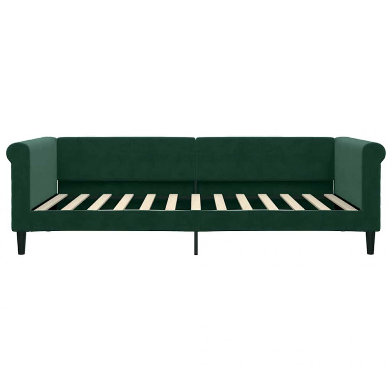 Sofa z funkcją spania, ciemnozielona, 100x200 cm, aksamitna