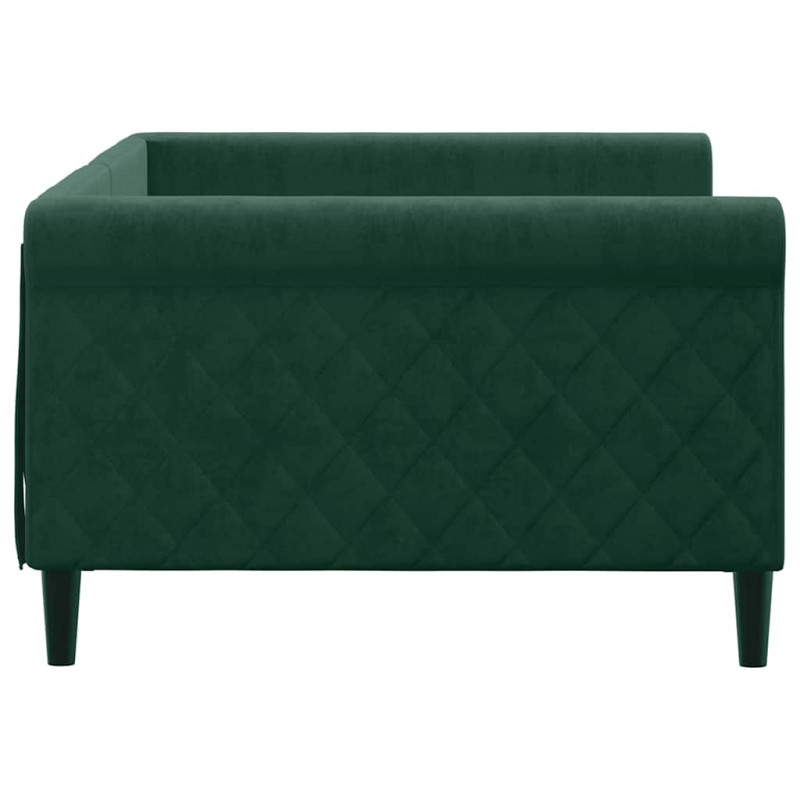 Sofa z funkcją spania, ciemnozielona, 100x200 cm, aksamitna