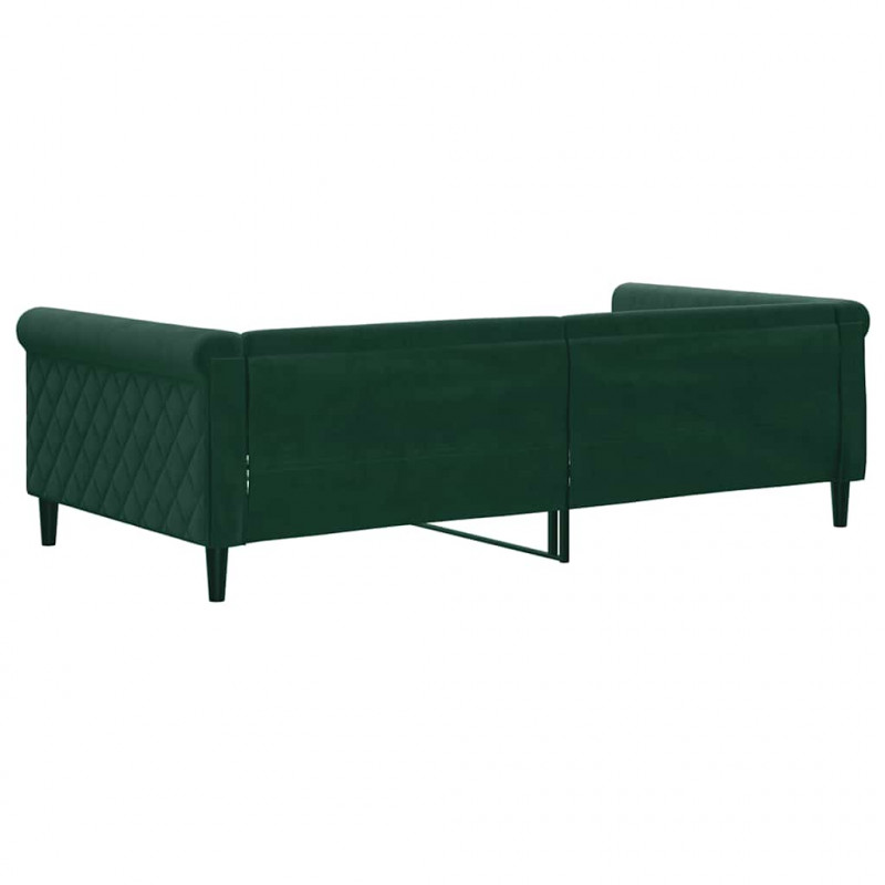 Sofa z funkcją spania, ciemnozielona, 100x200 cm, aksamitna