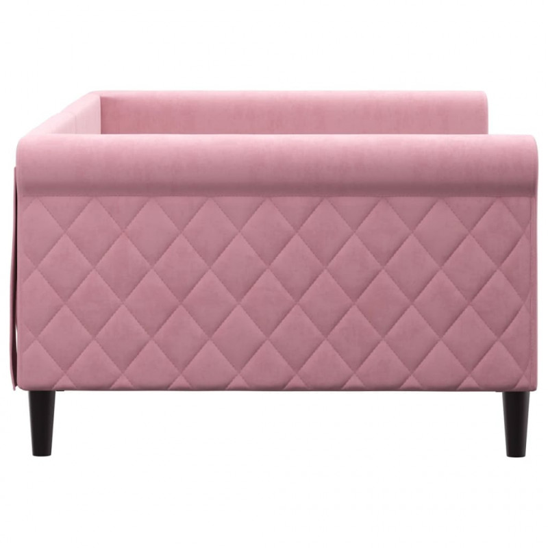 Sofa z funkcją spania, różowa, 100x200 cm, obita aksamitem