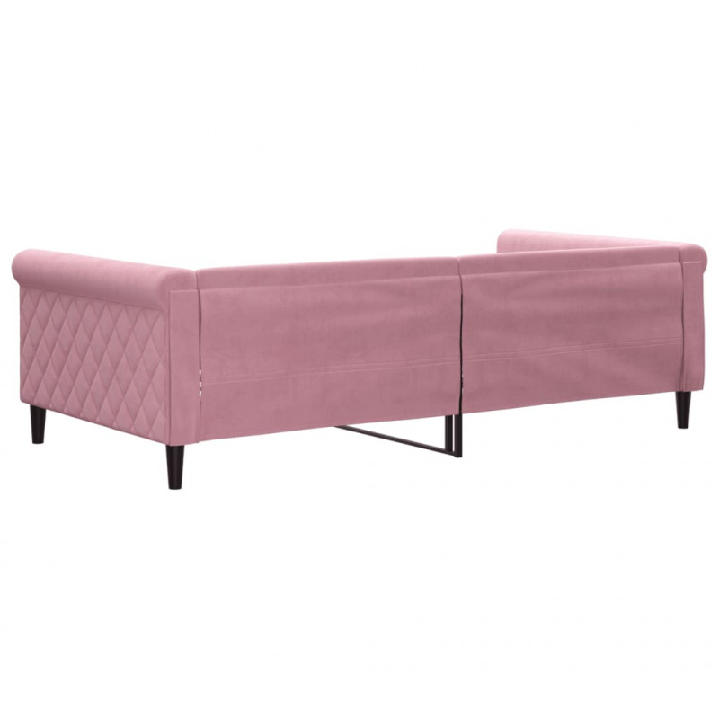 Sofa z funkcją spania, różowa, 100x200 cm, obita aksamitem