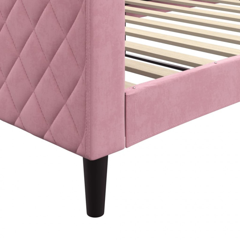 Sofa z funkcją spania, różowa, 100x200 cm, obita aksamitem
