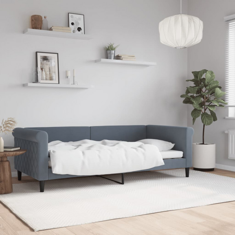 Sofa z funkcją spania, ciemnoszara, 90x190 cm, aksamit