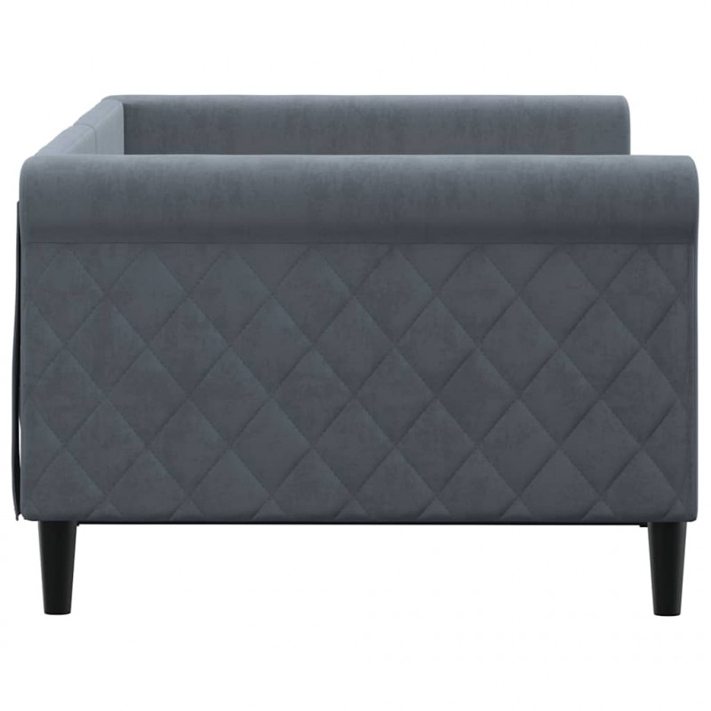 Sofa z funkcją spania, ciemnoszara, 90x190 cm, aksamit