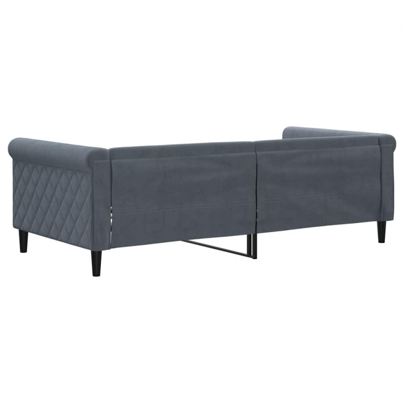 Sofa z funkcją spania, ciemnoszara, 90x190 cm, aksamit