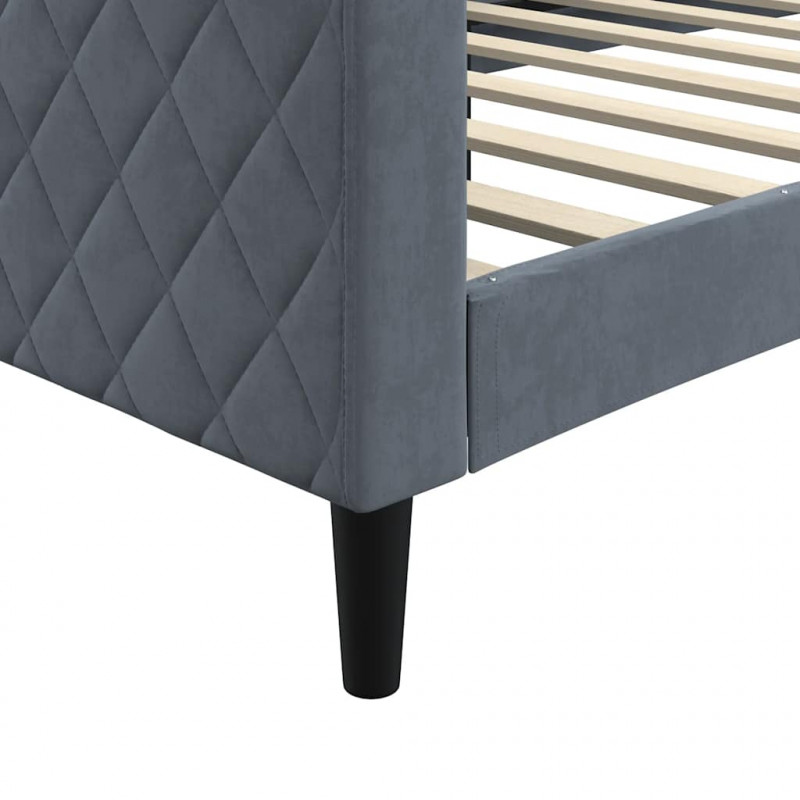 Sofa z funkcją spania, ciemnoszara, 90x190 cm, aksamit