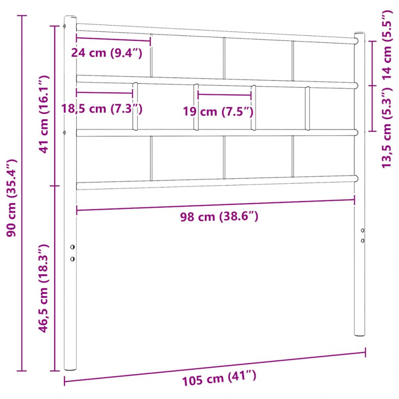 Metalowe wezgłowie, czarne, 100 cm