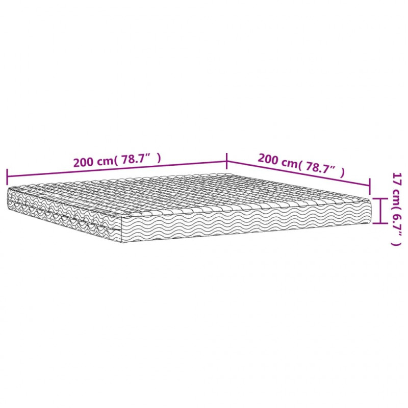 Materac piankowy, biały, 200x200 cm, twardość H2/H3