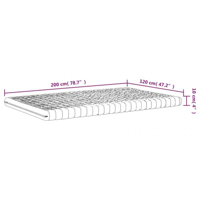 Materac piankowy, biały, 120x200cm, 7-strefowy, twardość 20 ILD