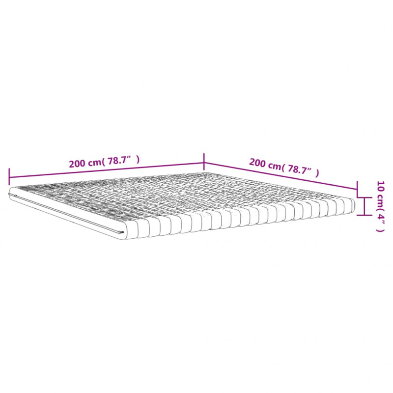 Materac piankowy, biały 200x200 cm, 7-strefowy, twardość 20 ILD
