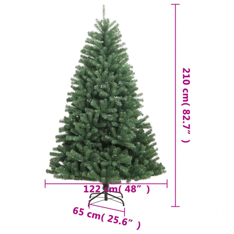 Sztuczna choinka zawiasowa ze stojakiem, zielona, 210 cm