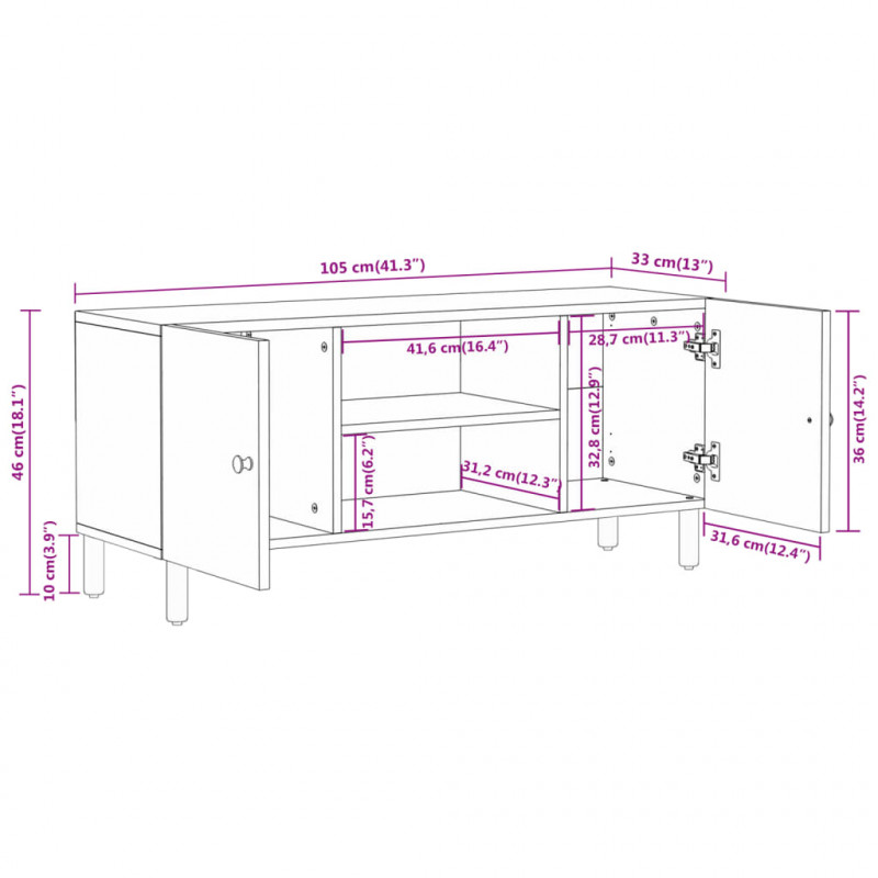 Szafka pod telewizor, 105x33x46 cm, lite drewno akacjowe