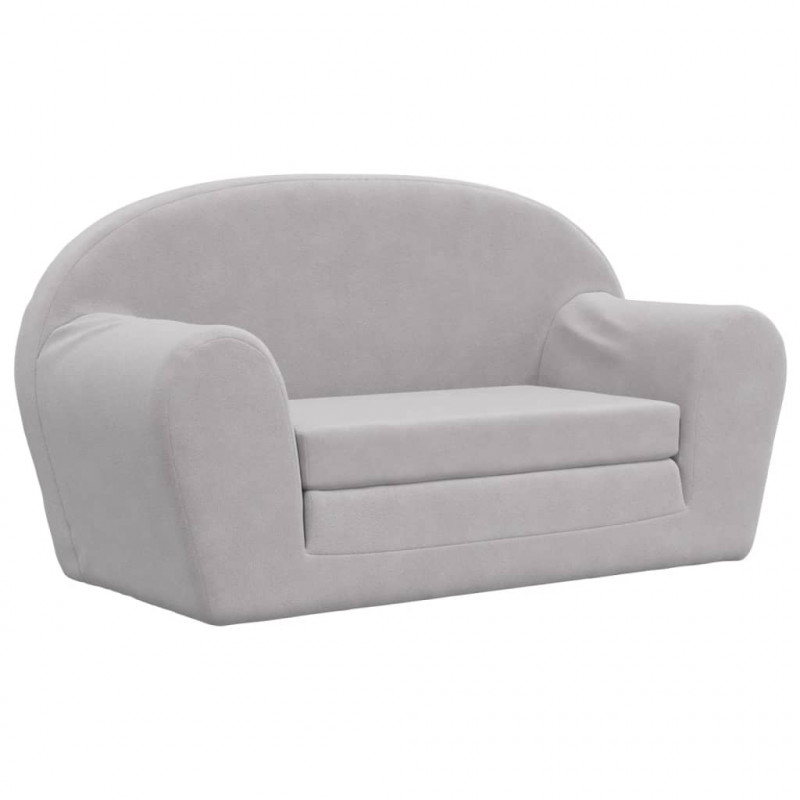 2-os. sofa dla dzieci, rozkładana, jasnoszara, miękki plusz