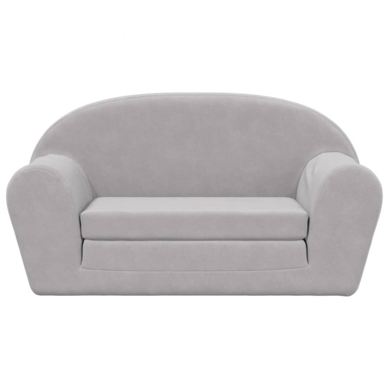 2-os. sofa dla dzieci, rozkładana, jasnoszara, miękki plusz
