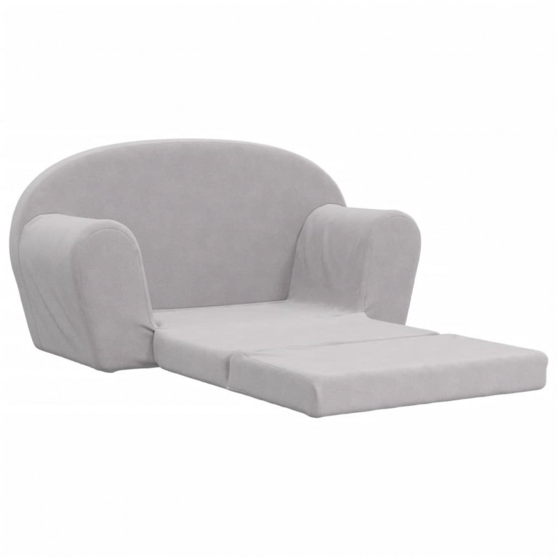 2-os. sofa dla dzieci, rozkładana, jasnoszara, miękki plusz