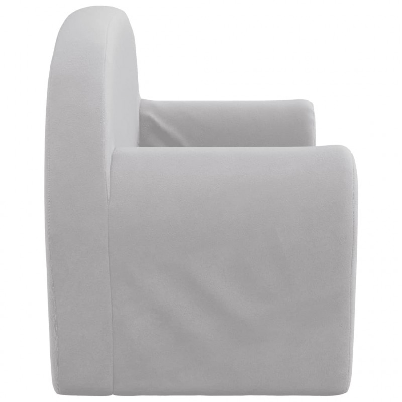 2-os. sofa dla dzieci, rozkładana, jasnoszara, miękki plusz