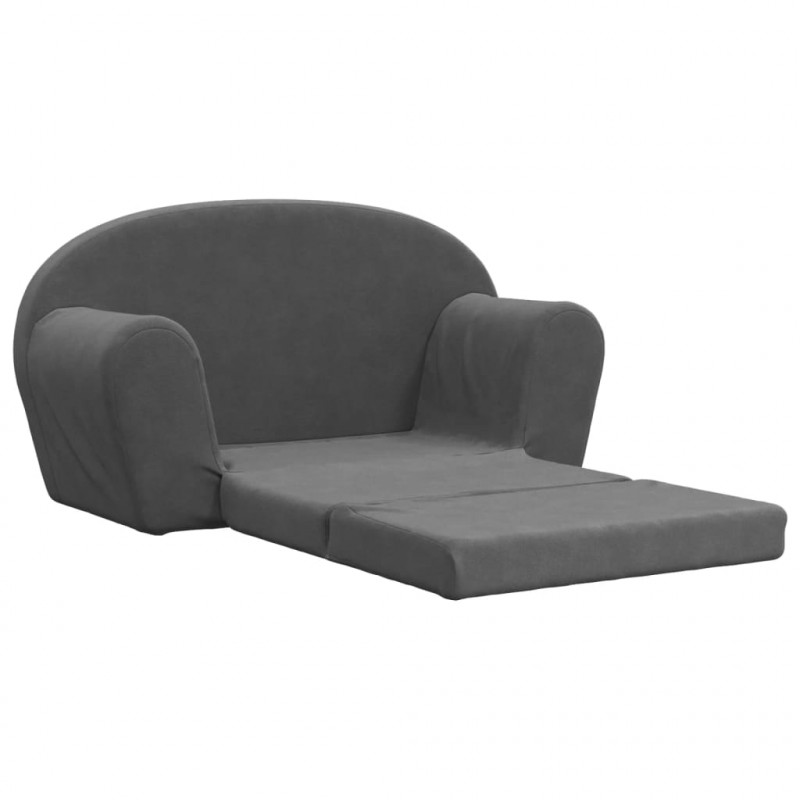 2-os. sofa dla dzieci, rozkładana, antracytowa, miękki plusz