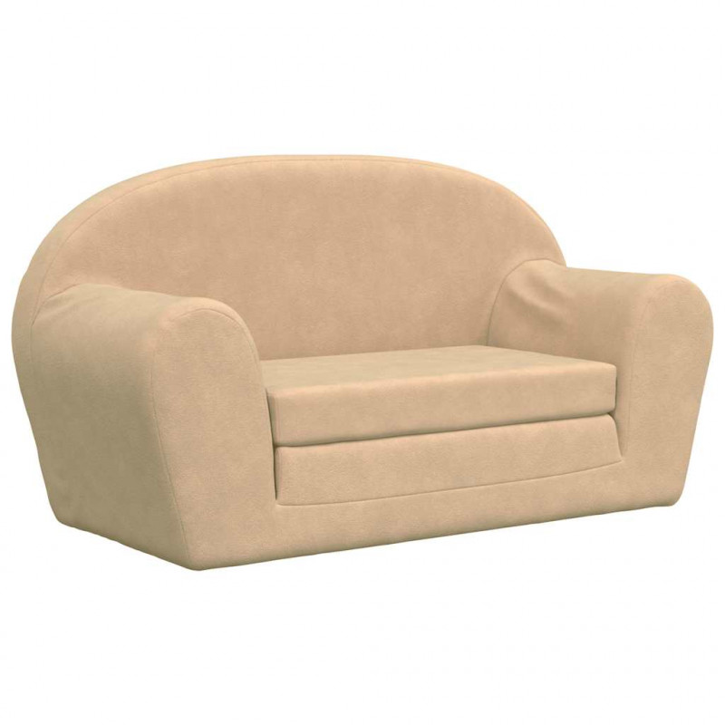 2-os. sofa dla dzieci, rozkładana, kremowa, miękki plusz