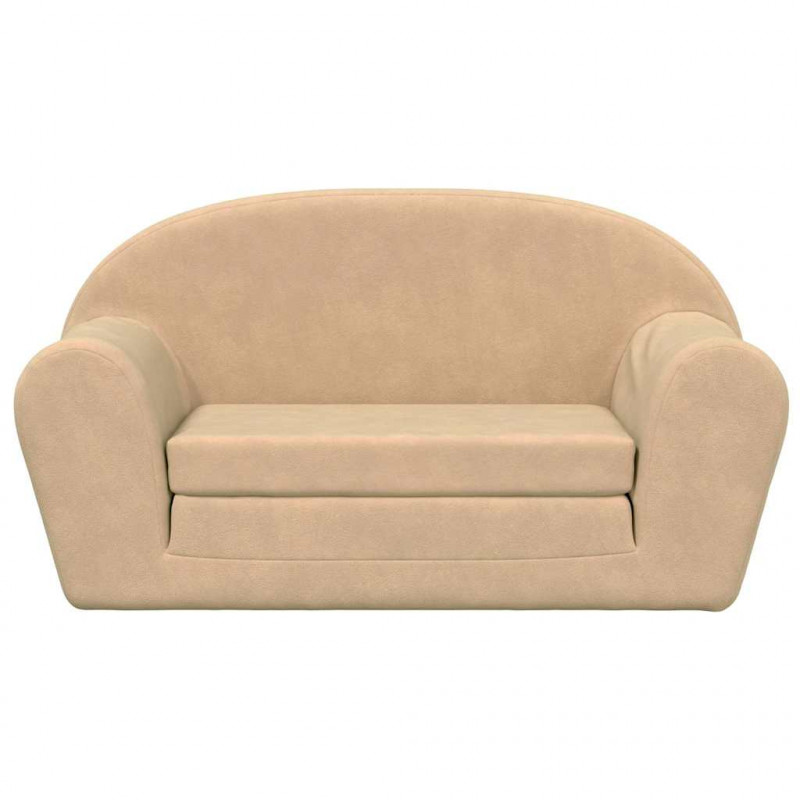 2-os. sofa dla dzieci, rozkładana, kremowa, miękki plusz