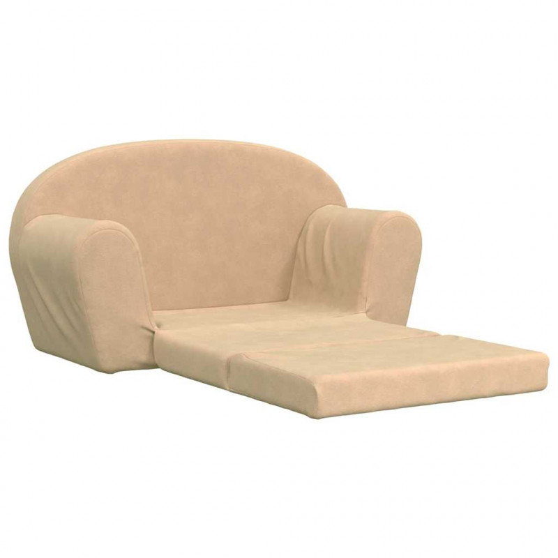 2-os. sofa dla dzieci, rozkładana, kremowa, miękki plusz