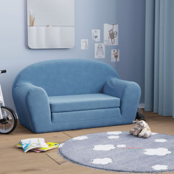 2-os. sofa dla dzieci, rozkładana, niebieska, miękki plusz