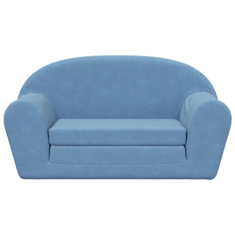 2-os. sofa dla dzieci, rozkładana, niebieska, miękki plusz