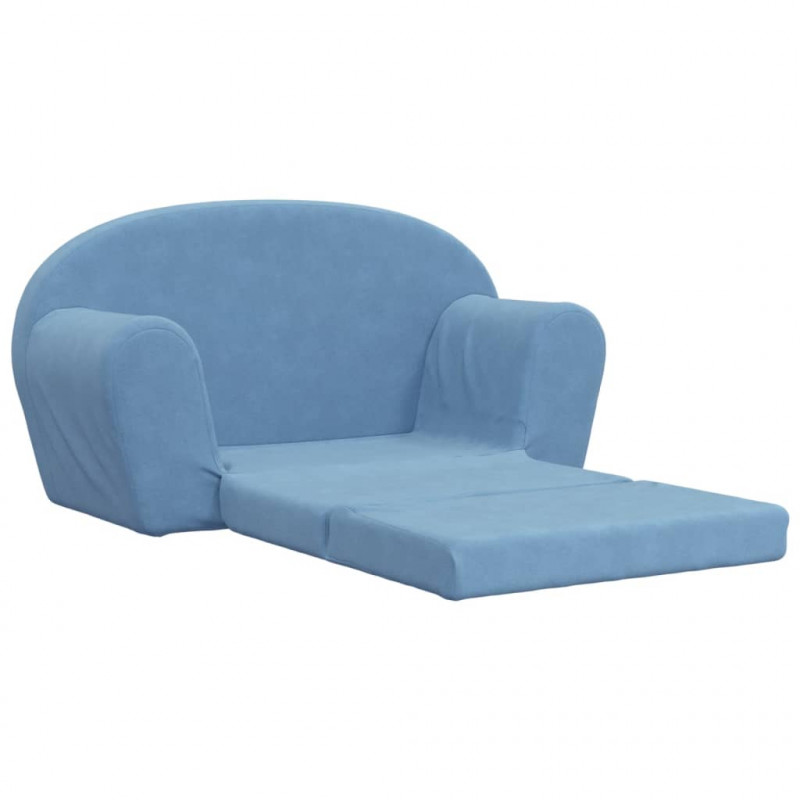 2-os. sofa dla dzieci, rozkładana, niebieska, miękki plusz