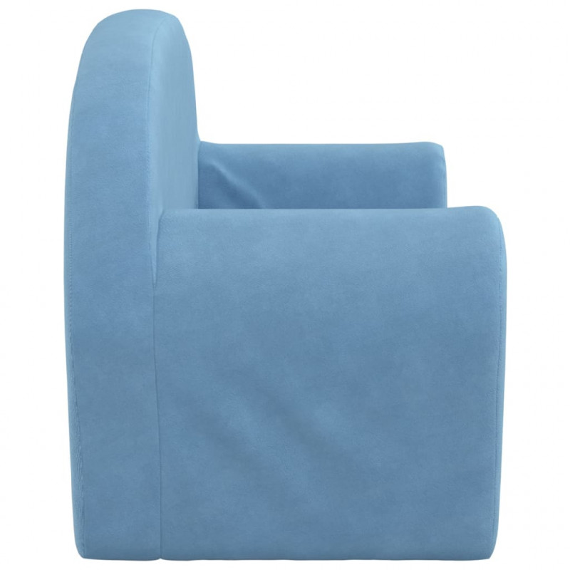 2-os. sofa dla dzieci, rozkładana, niebieska, miękki plusz
