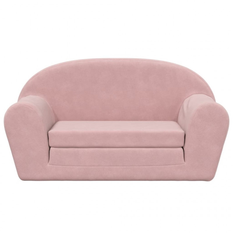 2-os. sofa dla dzieci, rozkładana, różowa, miękki plusz