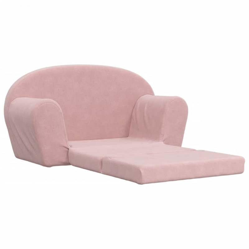 2-os. sofa dla dzieci, rozkładana, różowa, miękki plusz