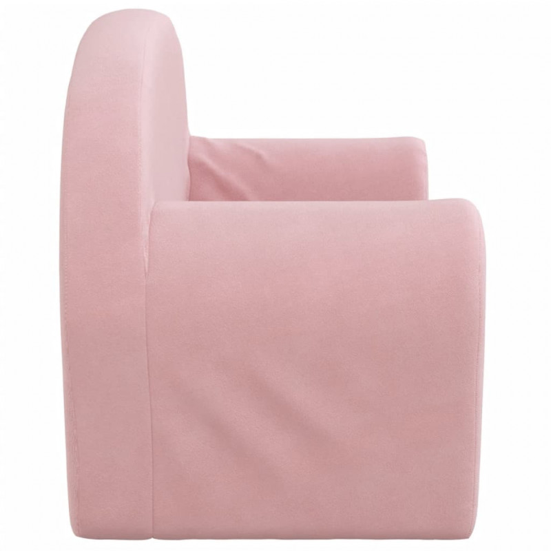 2-os. sofa dla dzieci, rozkładana, różowa, miękki plusz