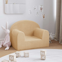 Sofa dziecięca, kremowa, miękki plusz