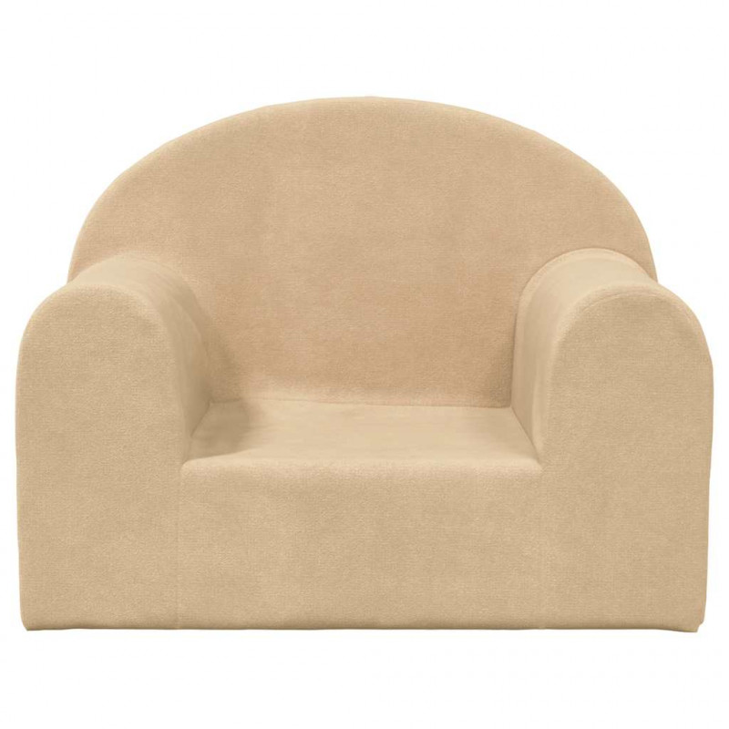 Sofa dziecięca, kremowa, miękki plusz