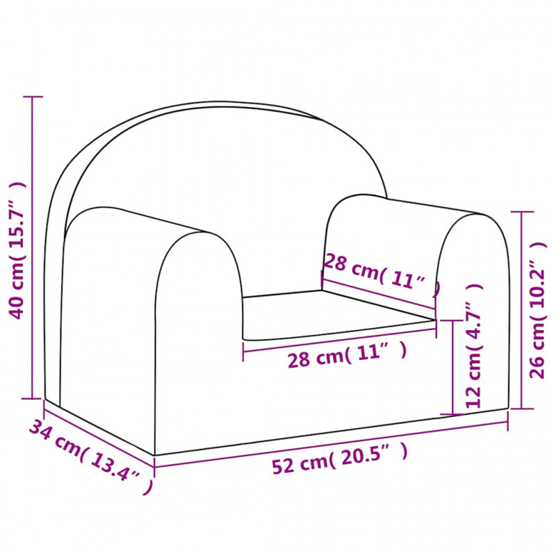 Sofa dziecięca, kremowa, miękki plusz