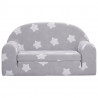 2-os. sofa dla dzieci, rozkładana, szara w gwiazdki, plusz