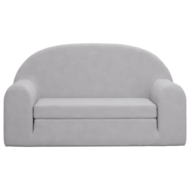 2-os. sofa dla dzieci, rozkładana, jasnoszara, miękki plusz