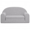 2-os. sofa dla dzieci, rozkładana, jasnoszara, miękki plusz