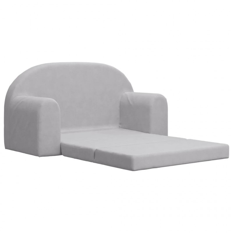 2-os. sofa dla dzieci, rozkładana, jasnoszara, miękki plusz