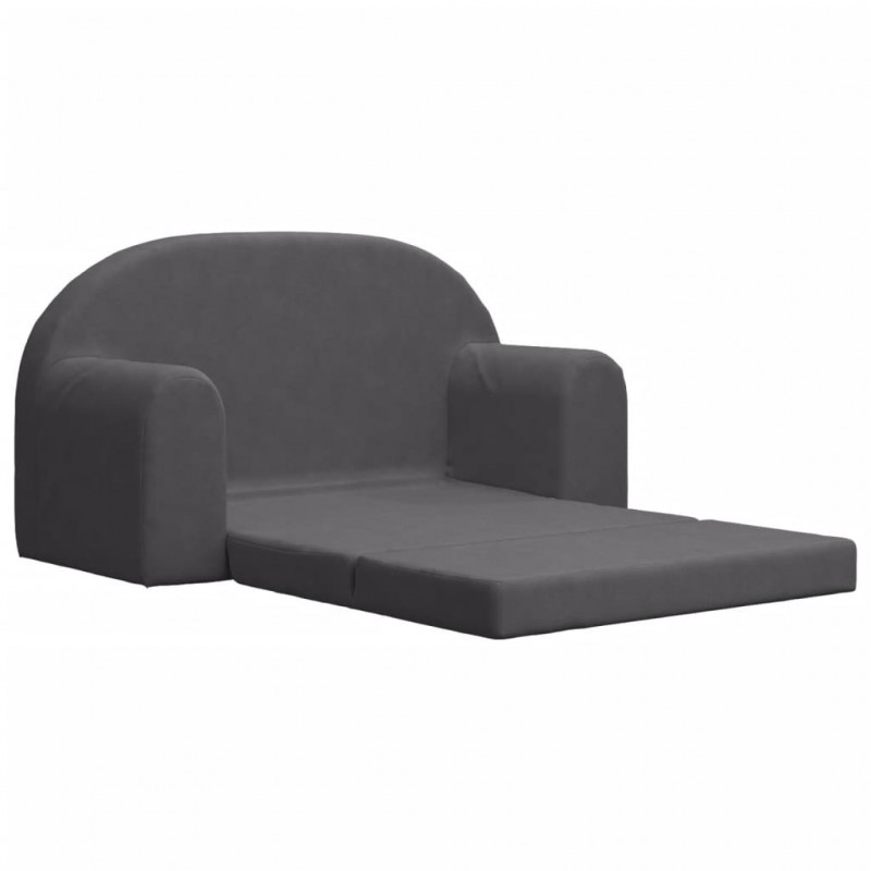 2-os. sofa dla dzieci, rozkładana, antracytowa, miękki plusz